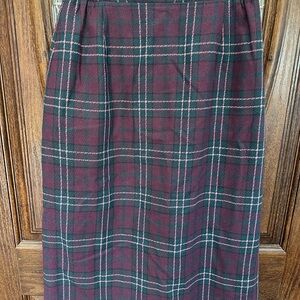 TanJay Maroon and Forest Checkered Pencil Skirt